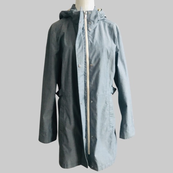 The North Face Dryvent Women Heather Blue Hooded Trench Rain Coat Jacket X Large - Picture 3 of 15